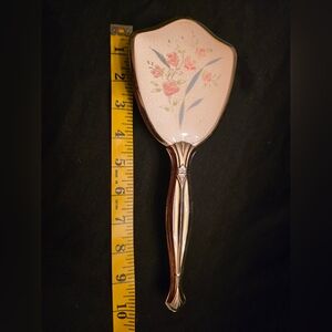 Pink Floral Brush with Gold-Tone Handle